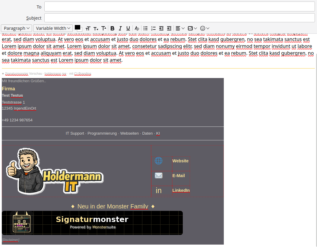 Thunderbird Addon — Signatur-Vorschau im Compose-Fenster